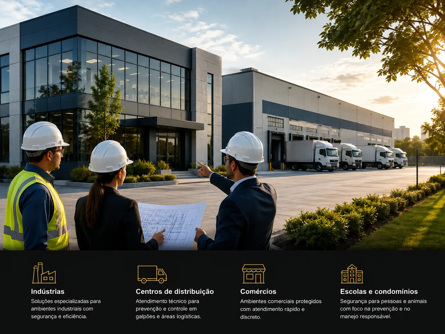 Atendimento corporativo para indústrias, centros de distribuição, comércios, escolas e condomínios